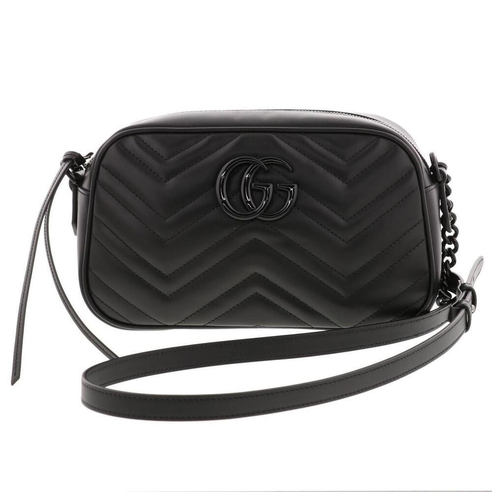 GUCCI GG Marmont Quilted Shoulder Bag Black